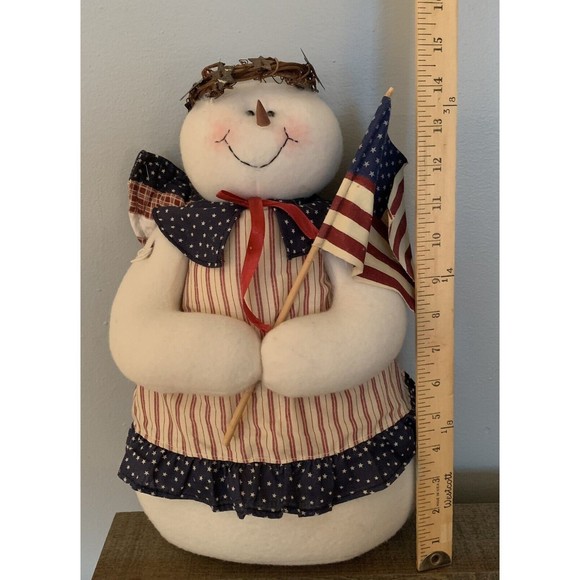 Snow Angel Plush Halo Wings US Flag Patriotic Red White Blue Terry’s Village 14" - Picture 6 of 12